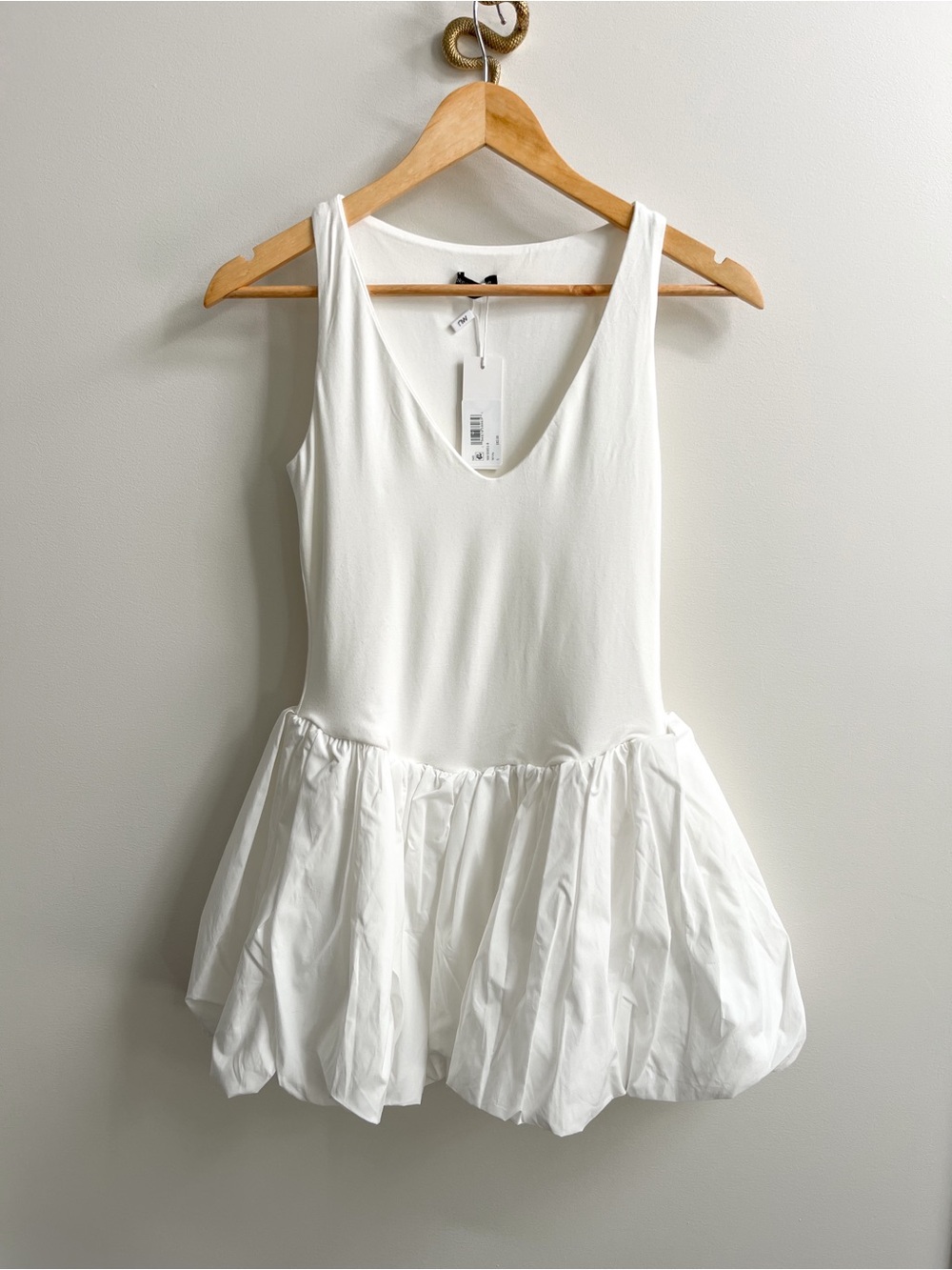 Naked Wardrobe Butter Tank Bubble Mini Dress White Snatched Drop Waist Small S
